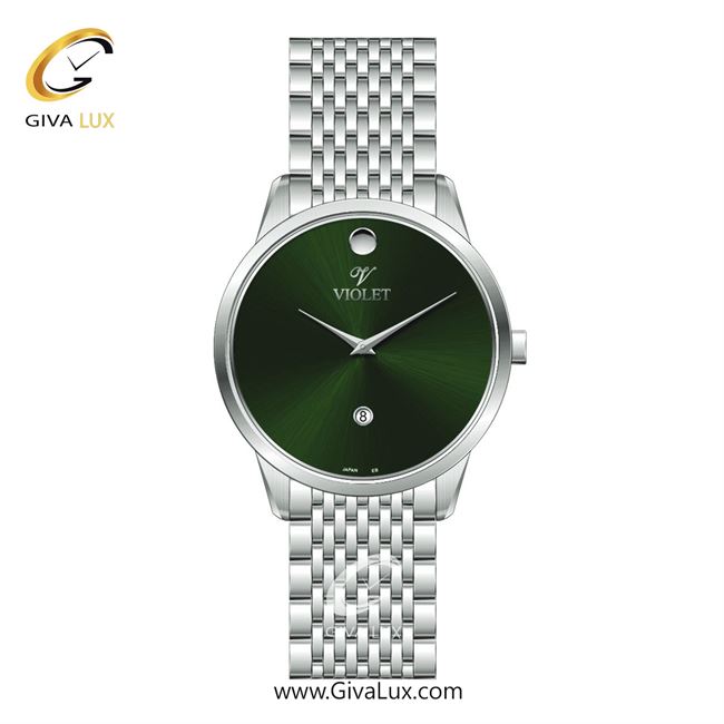 ساعت مچی اورجینال مردانه ویولت VIOLET نقره ای | نقره ای| سبز یشمی تیره| کد رفرنس 0550